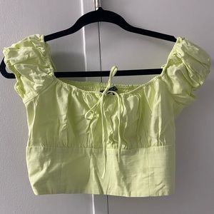 Bustier-style linen crop top